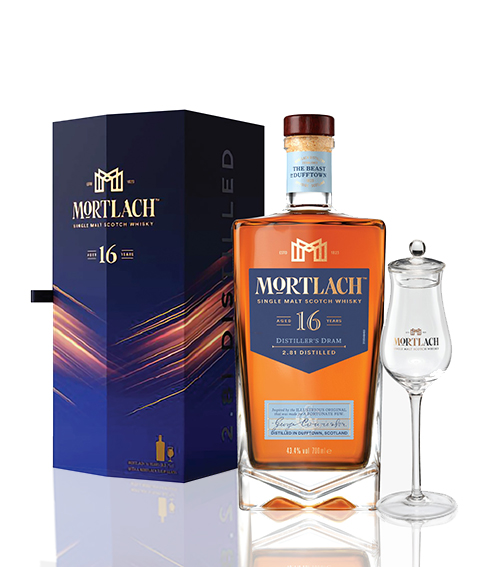 Mortlach 16 Years Single Malt Whisky w/ Mortlach Tulip Glass &amp; Lid