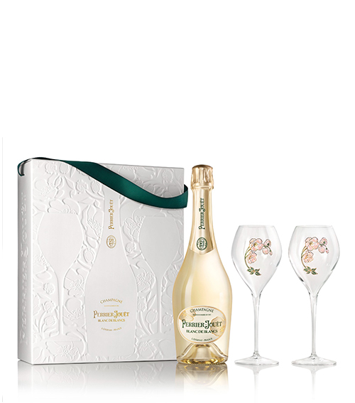 Perrier-Jouet Blanc de Blancs w/2 Flutes Champagne Gift Set