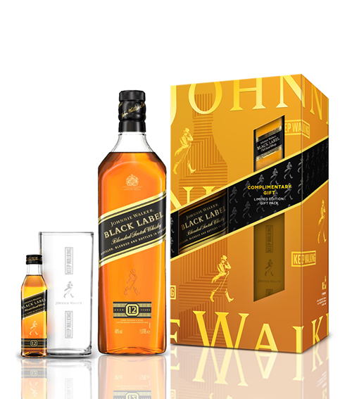 Johnnie Walker Black Label 12 Years w/ Black Label 50ml + Highball Glass