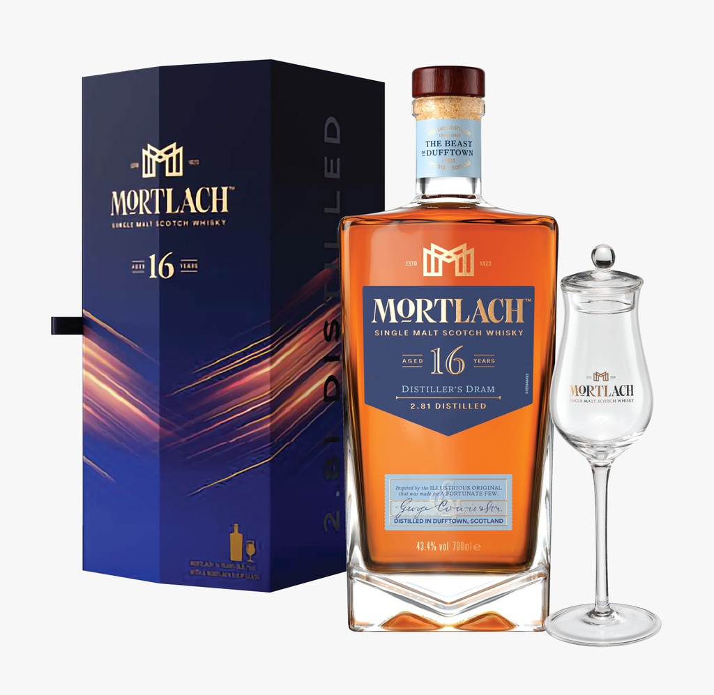 Mortlach 16 Years Single Malt Whisky w/ Mortlach Tulip Glass &amp; Lid